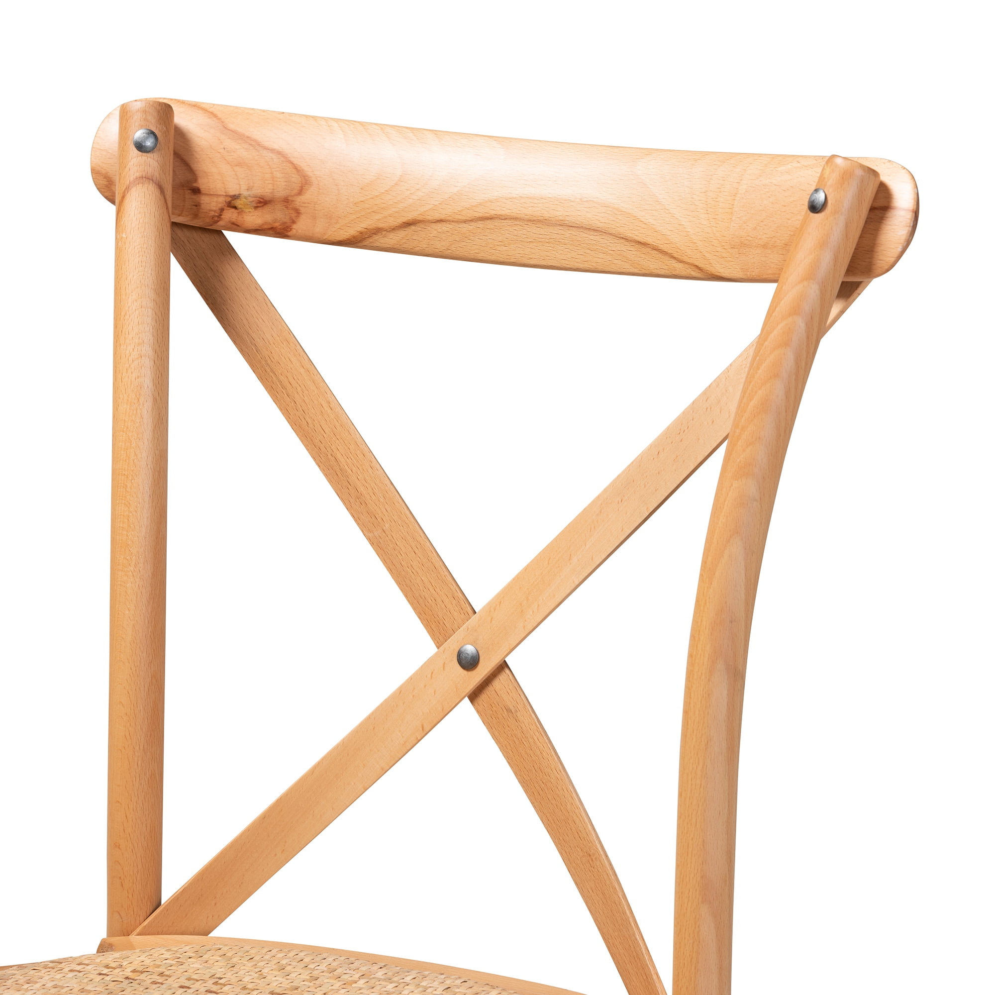 Baxton Studio Tartan Dining Chair, Set of 2, Natural Brown
