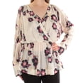 thumbnail image 2 of FREE PEOPLE $108 Womens New 1424 Ivory Floral Gathered Long Sleeve Top S B+B, 2 of 3