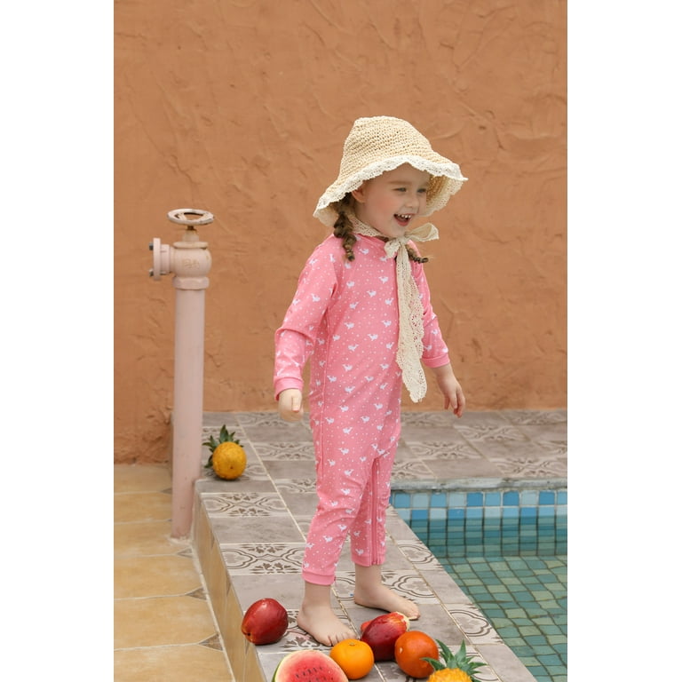weVSwe Baby Cut Whale Swimsuit Pink Rash Guards Sun Protection Infant Girls Bathing Suit Easy Diaper 0 3T