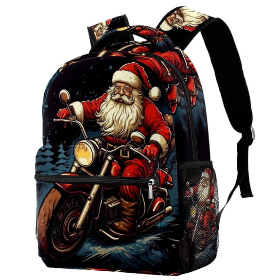 Lightweight Backpack Santa Claus Motorcycle School Bag Travel Laptop Daypack for Men Women Casual Rucksack