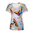 thumbnail image 4 of Blusa de manga corta con cuello en V informal para mujer a la moda, camisetas de verano Fridja  bn3881, 4 of 5