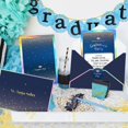 thumbnail image 4 of Cheerland Juego de 12 invitaciones, sobres de invitación de graduación azul holográfico, pegatinas, tarjetas, invitaciones de graduación azul real con confeti dorado, felicitaciones, suministros para, 4 of 5