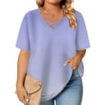 thumbnail image 2 of Tops de Manga Corta de Tamaño Más de las Mujeres, Blusas de Cuello en V Impresas de Verano de Moda para Uso Casual, Diario Y de Fiesta, 2 of 8