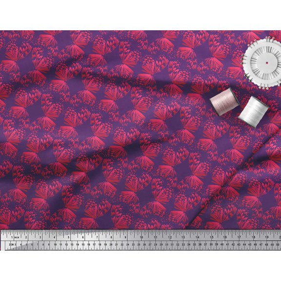 Soimoi Purple Silk Fabric Butterflies Butterfly Print Fabric by the Yard 42 Inch Wide