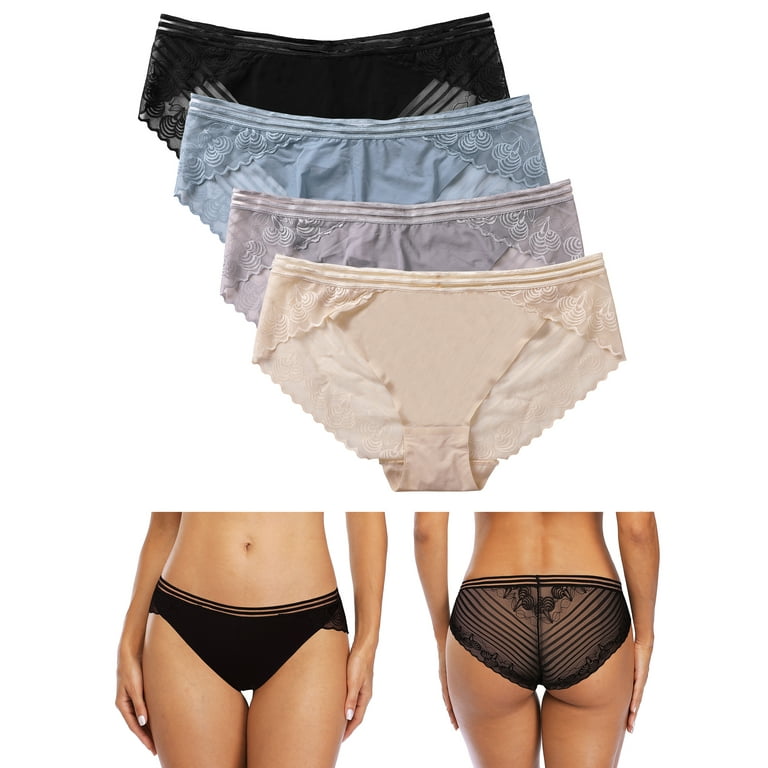 BeautyIn Womens Underwear Lace Nylon Panties Lingerie Pack of 4