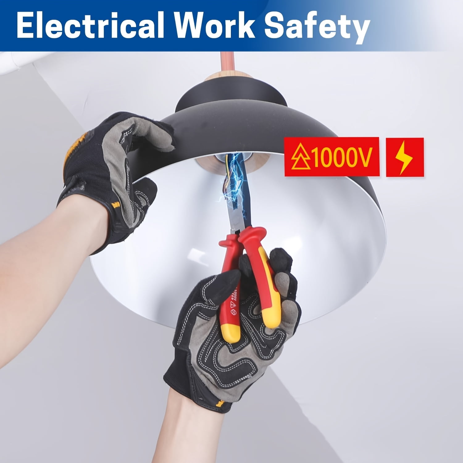 6/8 Inch 1pc Insulated Long Nose Pliers, with Straight/Curved Nose Insulated Long Nose Side Cutters Suitable for Electrician Electrical Tasks, Wires And Projects