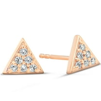 Pompeii 14k Rose Gold Triangle Pave 1/10Ct Diamond Spike Studs Womens Earrings (G/H,I1)