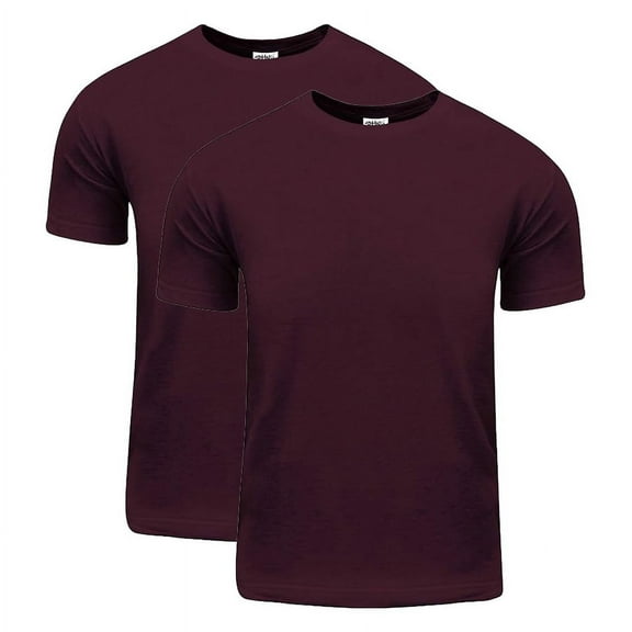 2 Pack Shaka Wear Men's Active Comfort Cotton Short Sleeve Crew Neck T-Shirt - Burgundy - XL