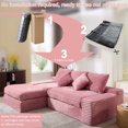 thumbnail image 5 of GNIXUU 98.8” Modular Sectional Sofa, Cloud Boneless Couch with Deep Seat Chaise, Comfy Corduroy L-Shape Convertible Modern Sponge Compression Sofas for Living Room,Bedroom,Office,Pink, 5 of 7