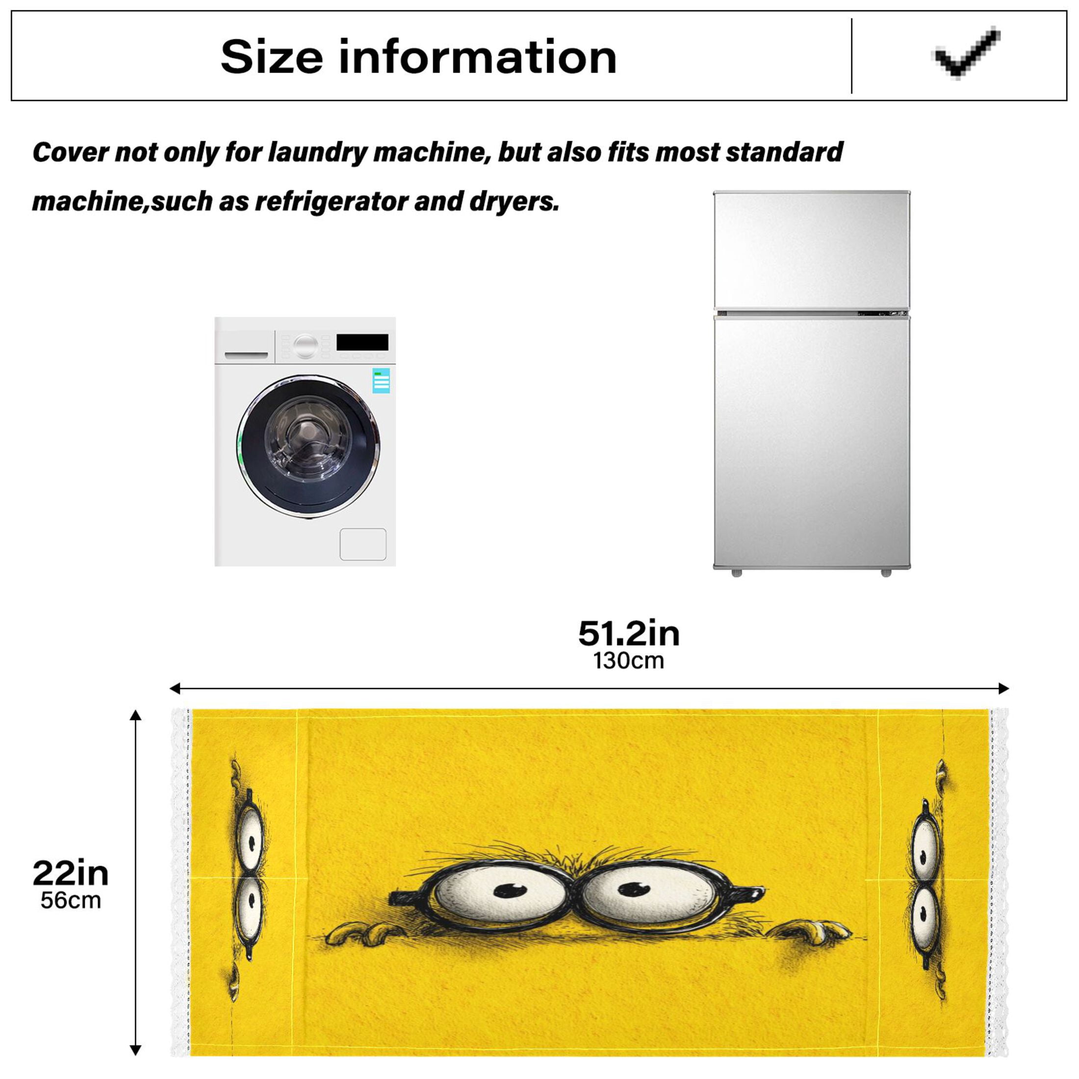Washing Machine Cover 51.2x22in, Durable Polyester Dust Cover with Lace Trim and Side Pocket for Appliances Cartoon