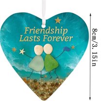 Cute Christmas Ornaments,Friendship Gifts For Women,Heart-Shaped Sea Glass Friendship Decor,Timeless Friendship Heart Keepsake Ornament for Christmas Tree,Sea Glass Art Hanging Ornaments for Friends