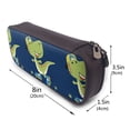 thumbnail image 3 of Vsdgher Dino Playing Roller Skate Print Pen Case Leather Pencil Pouch Markers Holder Big Capacity Bag with Zippered Pocket for Stationery Tool, 3 of 6