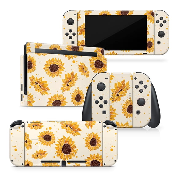 TACKY DESIGN Peau de Tournesols Compatible avec la Peau Nintendo Switch, Fleurs Jaunes Autocollant Vinyle 3 m Mignon Couverture Complète