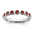 thumbnail image 1 of 925 Sterling Silver January Stackable Ring Birthstone Gemstone Garnet Crystal, 1 of 7