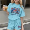thumbnail image 2 of FAWUUDO Girls' T-Shirt & Shorts Two-Piece 4th of July Outfits Crew Neck Short Sleeve 3-15 Years Kids Summer Casual Patriotic Print Set Vacation, 2 of 6