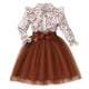 thumbnail image 1 of Odeerbi Vestidos Florales Retro Vintage Para Niñas Vestido de Tul de Manga Larga Vestido de Malla Con Solapa de Muesca Y Cintura de Satén, 1 of 9