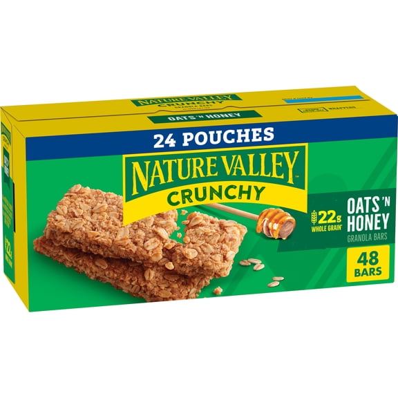 Nature Valley Crunchy Granola Bars, Oats 'n Honey, 48 Count, 35.76 oz (24 Pouches)