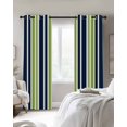 thumbnail image 4 of Navy Blue Green Striped Kitchen Curtains Modern Minimalist Ombre Lines Cafe Short Curtains for Bathroom Blackout Window Curtain Grommet Small Window Treatment Drapes for Bedroom Living Room 52"x45"x2, 4 of 9