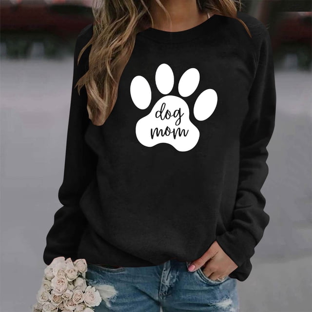 FcBaudy Hauts pour Femmes, Blouses et Chemises à Manches Longues et Col Rond, T-Shirts Imprimés pour Femmes, Blouse à Manches Longues, Col Rond, Hauts Décontractés, Chandail en Molleton, Blouse pour Femmes
