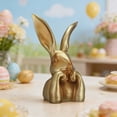 thumbnail image 2 of Large Easter Gold Bunny Statue for Home Table Centerpieces, 2 of 8