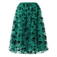 thumbnail image 4 of Jupe Longue en Tulle à Mailles pour Femmes Vintage Taille Haute Floquée à Imprimé Floral Midi Évasée Mode Urbaine Rouge m, 4 of 8