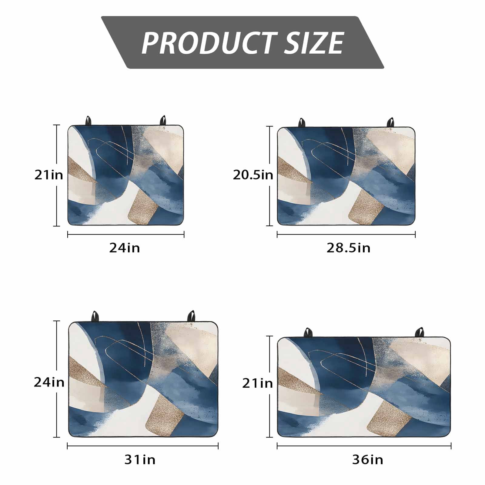 Navy Blue Geometric Stove Top Cover for Electric Stove, Heat-proof & Non Slip Glass Top Stove Cover Protector, Abstract Art Modern Kitchen Flat Cooktop Rubber Mat 24x21 Inches