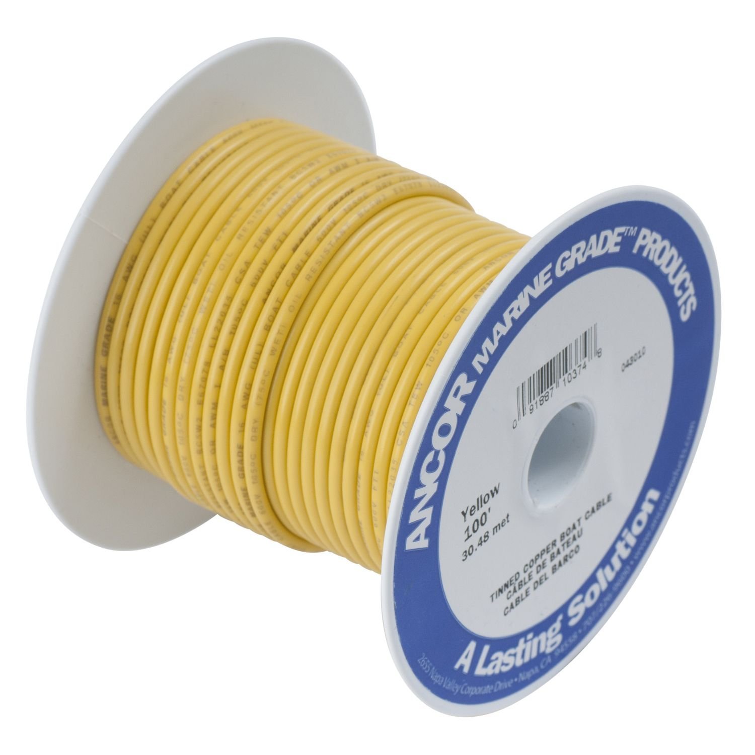 Ancor 113910 Wire, 100' #4 Tinned Copper, Yellow