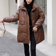 thumbnail image 4 of Vedolay Womens Hooded Parka Coat Hooded Thickened Long Jacket Winter Warm Maxi Parka Coat Coffee,L, 4 of 5