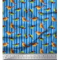 thumbnail image 1 of Soimoi Moss Georgette Fabric Stripe & Sparrow Bird Fabric Prints by Yard 42 Inch Wide, 1 of 1