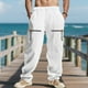 thumbnail image 1 of Pantalones largos de moda para hombre, casuales, de color sólido, con bolsillos y cremallera, cintura elástica, de poliéster., 1 of 9