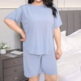 thumbnail image 2 of Aezemi Women Plus Size Sleep Set 2 Piece Fashion Short Sleeve Tops Shorts Summer Spring Home Comfy Casual Pajama Sets for Women 3XL, 2 of 9