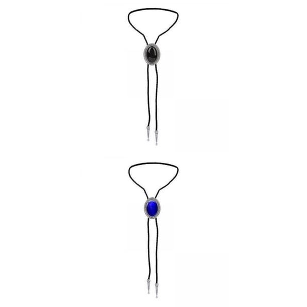 2x Bolo Tie Necklace Western Necktie Shirt Chain Neck Rope Navy Yuyangstore Corbata Bolo para Hombre