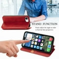thumbnail image 4 of for iPhone 16e Wallet Case, Men's Retro Premium Business PU Leather Classic Magnetic Closure Flip Case with Card Holder [RFID Blocking] Folio Kickstand Shockproof Phone Cover,Red, 4 of 8