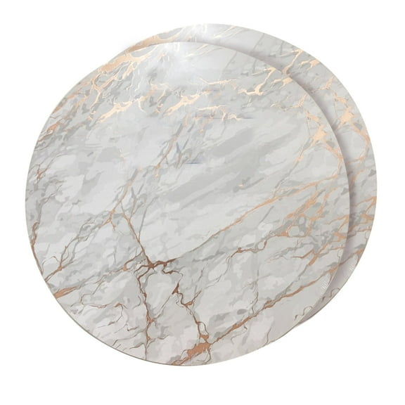 Dainty Home Marble Cork Metallic Print Round Set of 2 Placemats in Rose Gold