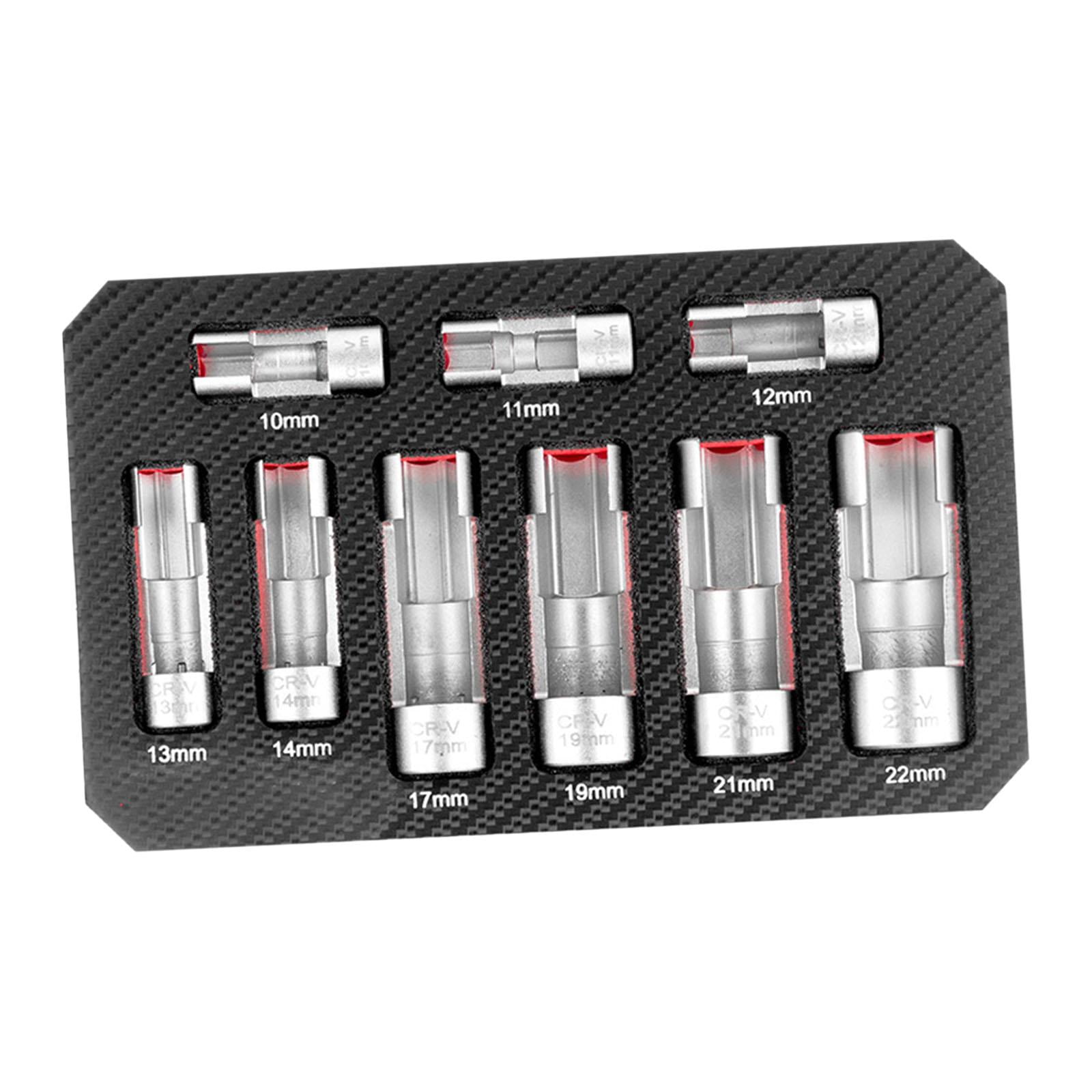 Miulika 9Pcs Oxygens Sensors Socket Line Socket Portable Spanner Socket Supplies Car with Storage Box Slotted Socket Wrench Tool