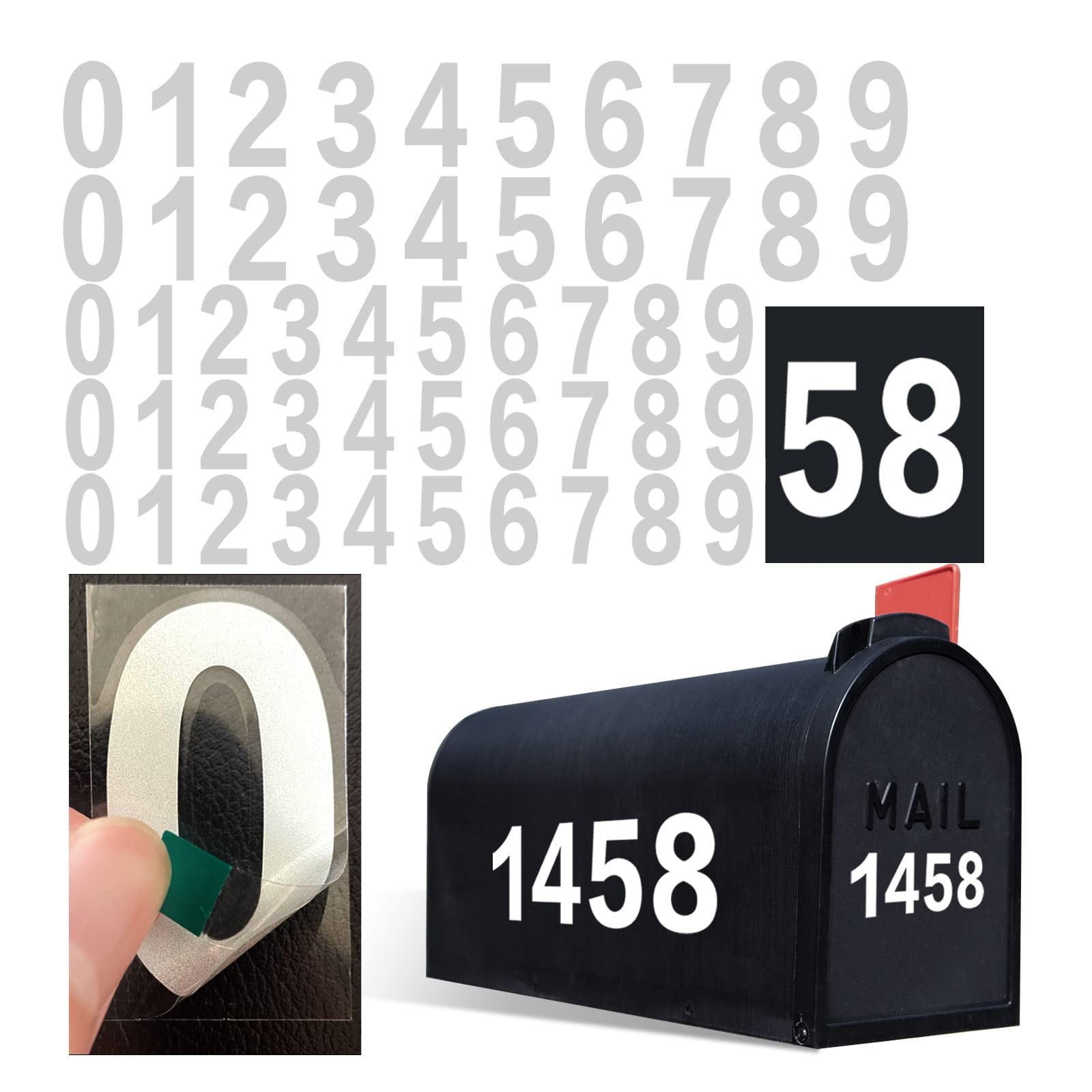 Mailbox Numbers for Outside, 5 Sets 09 Reflective Number Stickers with