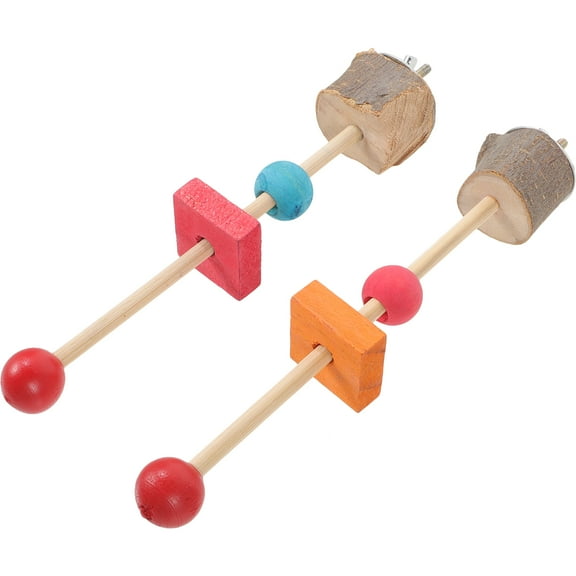 WHAMVOX 2Pcs Multi Colored Wooden Bird Perch Standing for Cage Accessory and Parakeet 11.8x1.4in