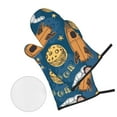 thumbnail image 3 of XMXT Heat Resistant Oven Mitts and Pot Holders Sets, Cartoon Universe Stickers Oven Mitt Hot Pads Kitchen Cooking BBQ Gloves, 4 Pcs, 3 of 8