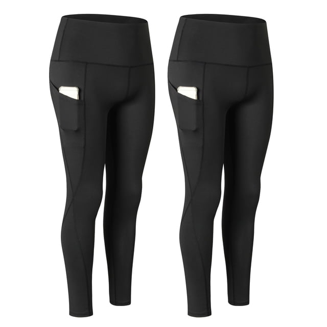 Pantalones de yoga para mujeres con bolsillos Pantalones deportivos de mujer con bolsillos para correr y hacer ejercicio. Negro