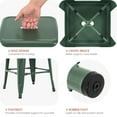 thumbnail image 4 of Stackable Metal Bar Stools Set of 4, Counter Height Bar Stools 24 Inches Industrial Bar Chairs Patio Stool, Backless Stool Indoor Outdoor Classroom Kitchen Stools Bar Chairs(Olive Green), 4 of 8