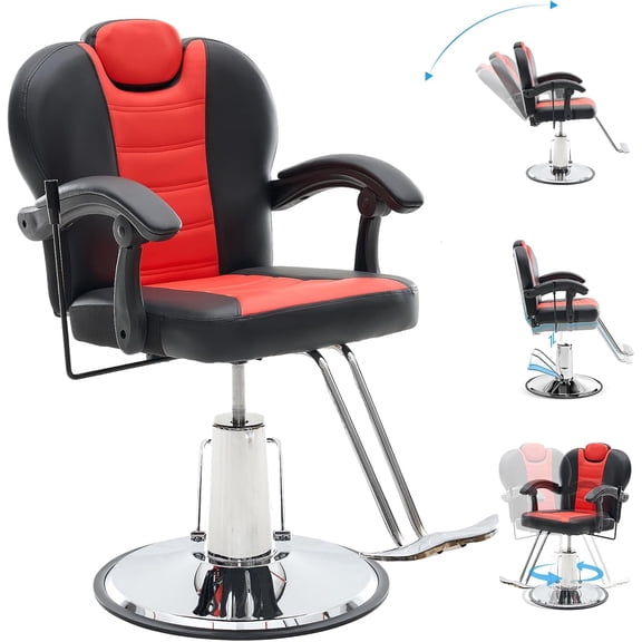 ELTFROH Reclining Salon Chair for Hair Stylist 360°Swivel Barber Chair with Heavy Duty Hydraulic Pump, 90°-135°Adjustable Hair Chair for Barbershop