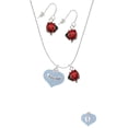 thumbnail image 2 of Delight Jewelry Baby Boy Blue Heart with Baby Feet Red Lucky Ladybug Necklace and Dangle Earrings Set, 2 of 6