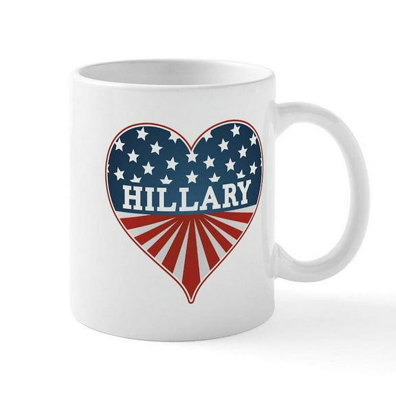 CafePress - Heart Hillary Mug - 11 oz Ceramic Mug - Novelty Coffee Tea Cup