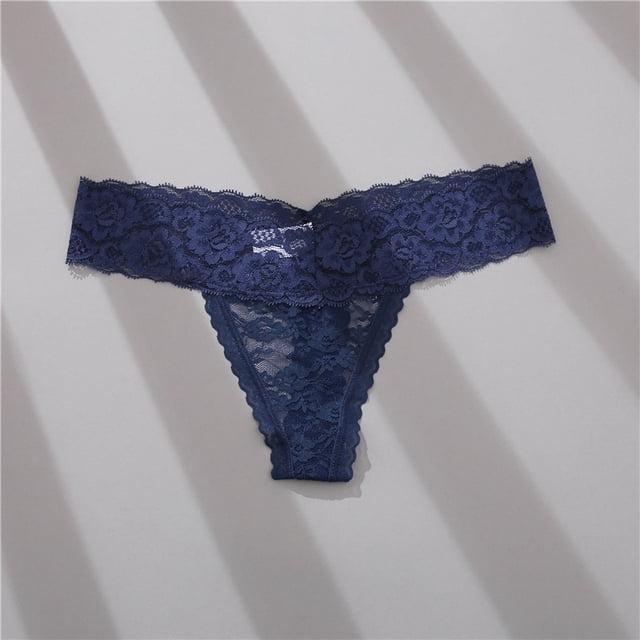 Tanga sexy de cintura baja para mujer, ropa interior de encaje transparente