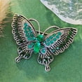 thumbnail image 4 of Butterfly Green Rhinestone Vintage Brooch, Silver Tone, 4 of 9