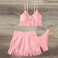 thumbnail image 4 of Mifsaly 3 Piece Swimsuits for Women Eyelet Embroidery Ruffle Hem Bikini Sets Tie Front Flattering Swimwear Beach Vacation Beachwear XL, 4 of 5