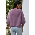 thumbnail image 3 of BeautyIn Pull Court en Tricot Violet Pull Ample Cardigan à Manches Sept Points, 3 of 3