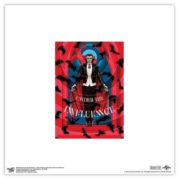Gallery Pops Universal Monsters - Cesar Moreno Dracula Under His Influence Wall Art, Unframed Version, 12" x 12"
