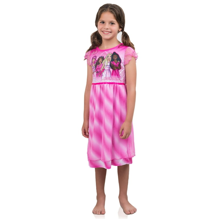 Barbie Pink Sparkle Better Together Dress Up Nightgown Size 6