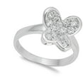 thumbnail image 4 of Clear Cubic Zirconia Promise Micro Pave Butterfly Ring .925 Sterling Silver Band White Female Size 9, 4 of 4